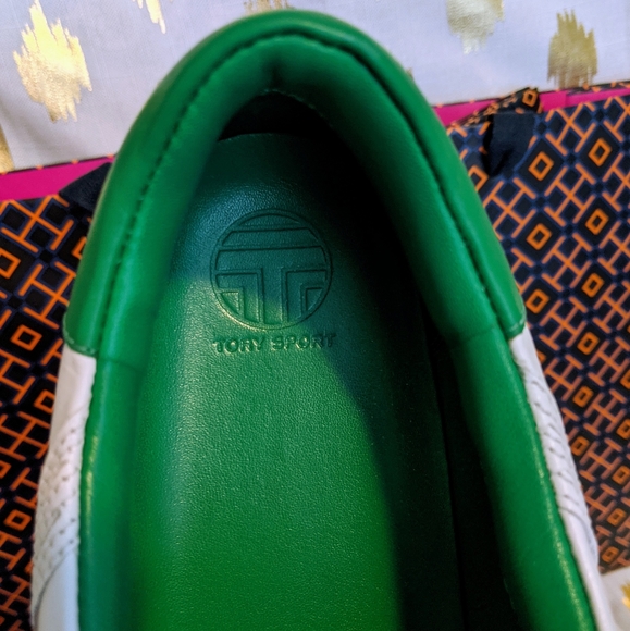 Tory Burch Sneakers Leather White 9.5 Tory Sport Tennis Shoes Authentic in Box - Picture 10 of 14